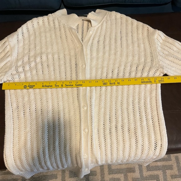 Rag & Bone Adrienne Pointelle Knit Cardigan Cream Women’s - Picture 8 of 10